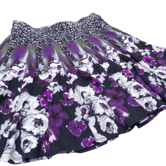 Grace Elements Black & Purple Floral Pull-On Skirt - Women's XL - Picture 2 of 5